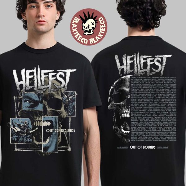 Hellfest 2025 Out Of Bounds Merch Clisson France On June 19-22 2025 With Lineup Skull Scream Two Sided T-Shirt