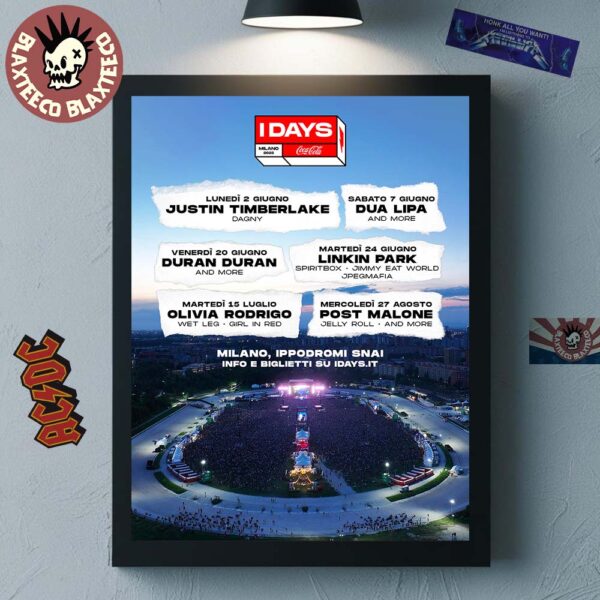 I-Days Festival Milano 2025 Cocacola Italy Merch From June 2-August 27 2025 Home Decor Poster Canvas