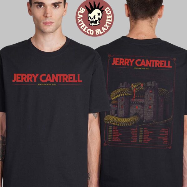 Jerry Cantrell European Tour 2025 Gig Poster Tour Dates Serpent On The Castle Art Two Sided Unisex T-Shirt
