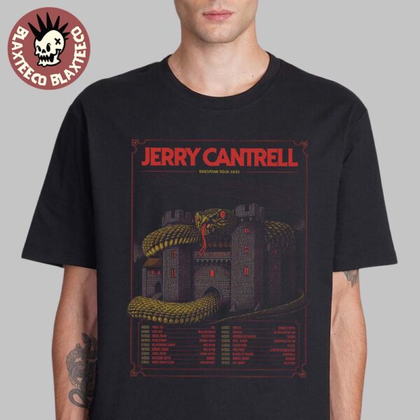 Jerry Cantrell European Tour 2025 Gig Poster Tour Dates Serpent On The Castle Art Unisex T-Shirt