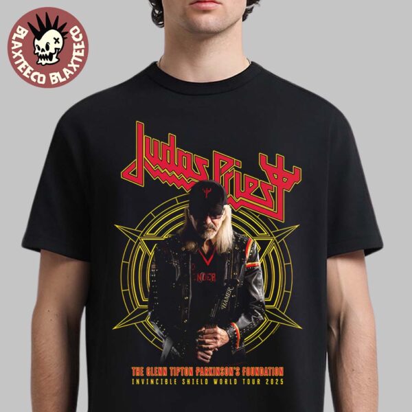 Judas Priest Invincible Shield World Tour 2025 Glenn Tipton Shield of Pain Tee