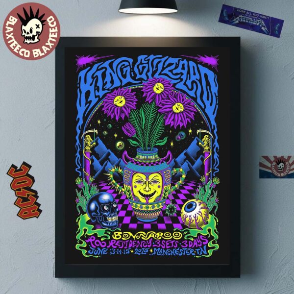 King Gizzard And The Lizard Wizard Bonnaroo Venue Poster In Manchester Tennessee At Roo Residency From June 13 to 15 2025 Home Decor Poster Canvas