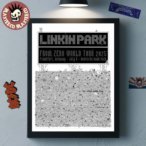 Linkin Park From Zero World Tour 2025 Frankfurt Germany Night 1 Concert Poster At Deutsche Bank Park On July 8 2025 Home Decor Poster Canvas