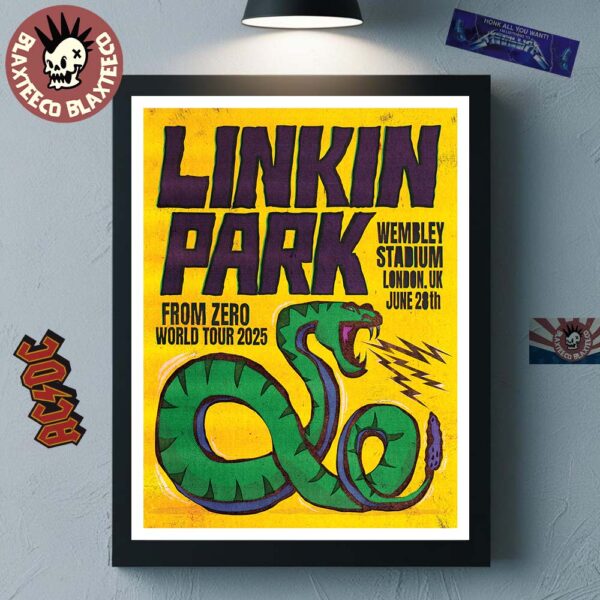 Linkin Park From Zero World Tour 2025 London UK Concert Poster At Wembley Stadium On June 28 2025 Home Decor Poster Canvas