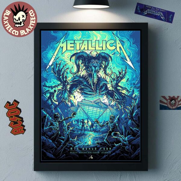 Metallica M72 Atlanta 2025 Pop Up Shop Poster In Atlanta Georgia At Mercedes Benz Stadium On June 3 2025 Home Decor Poster Canvas