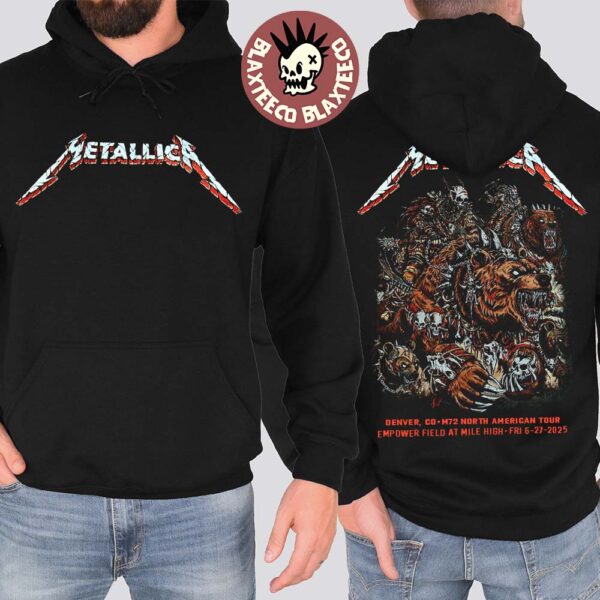 Metallica M72 Denver 2025 Night 1 Venue Hoodie In Denver Colorado At Empower Field at Mile High On June 27 2025 Two Sided Hoodie