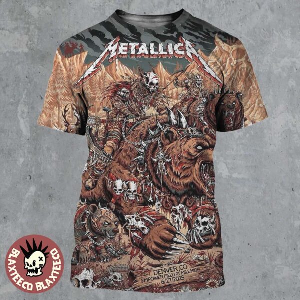 Metallica M72 Denver 2025 Night 1 Venue Poster In Denver Colorado At Empower Field at Mile High On June 27 2025 All Over Print Shirt