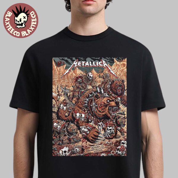 Metallica M72 Denver 2025 Night 1 Venue Poster In Denver Colorado At Empower Field at Mile High On June 27 2025 T-Shirt