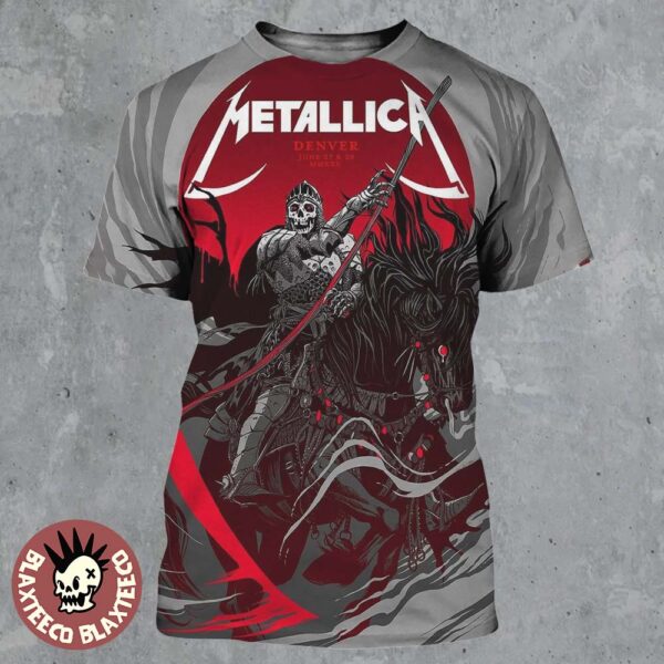 Metallica M72 Denver 2025 Pop Up Shop Poster In Denver Colorado At Empower Field at Mile High On June 27 And 29 2025 The Death Knight Art All Over Print Shirt