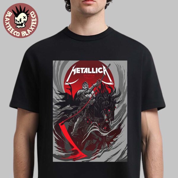 Metallica M72 Denver 2025 Pop Up Shop Poster In Denver Colorado At Empower Field at Mile High On June 27 And 29 2025 The Death Knight Art T-Shirt