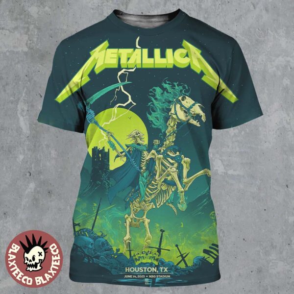 Metallica M72 Houston 2025 Venue Poster In Houston Texas At NRG Stadium On June 14 2025 The Skeleton Reaper Art All Over Print Shirt