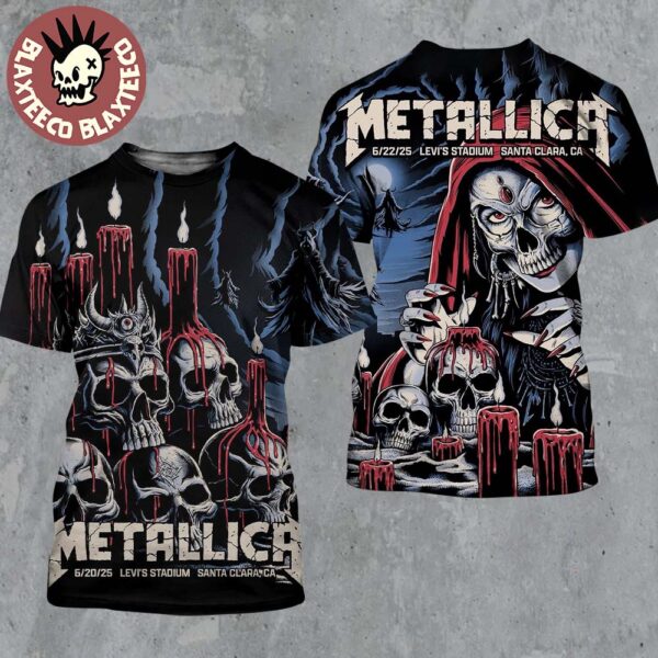Metallica M72 Santa Clara 2025 Night 1 And 2 Combined Venue Poster At Levi’s Stadium In California On June 20 And 22 2025 Two Sided All Over Print Shirt