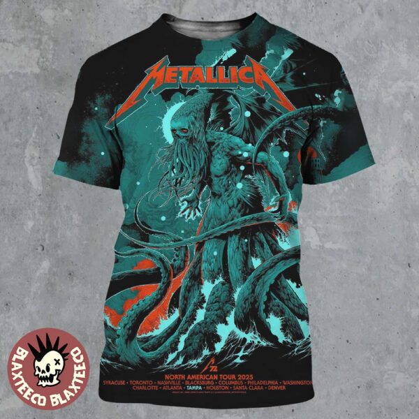 Metallica M72 Tampa 2025 Pop Up Shop Poster In Tampa Florida At Raymond James Stadium On June 6 And 8 2025 All Over Print Shirt