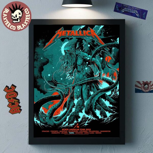 Metallica M72 Tampa 2025 Pop Up Shop Poster In Tampa Florida At Raymond James Stadium On June 6 And 8 2025 Home Decor Poster Canvas