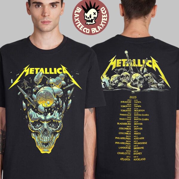 Metallica M72 World Tour 2025 Merch Tour Dates Shattered Skull Two Sided Unisex T-Shirt