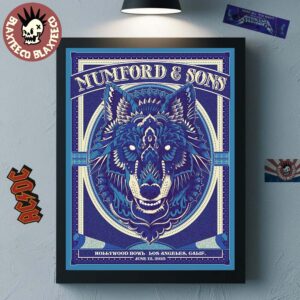 Mumford And Sons Los Angeles California 2025 Gig Poster At Hollywood Bowl On June 12 2025 The Lone Wolf Art Home Decor Poster Canvas