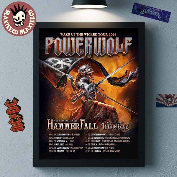 Powerwolf Wake Up The Wicked Tour 2026 European Schedule Dates Home Decor Poster Canvas