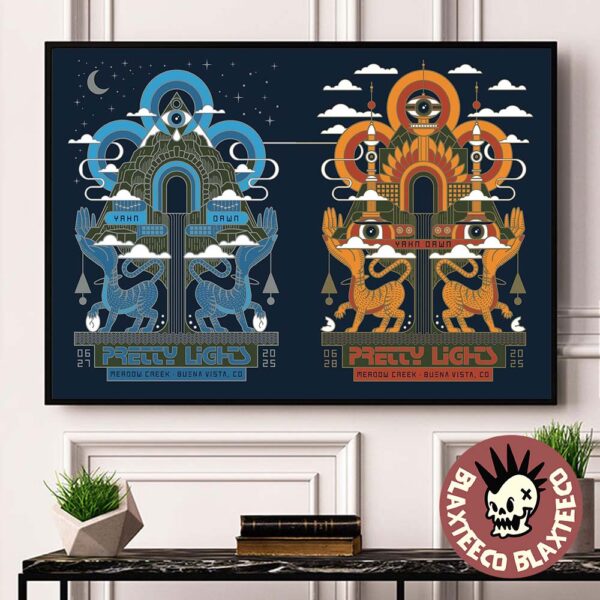 Pretty Lights Yahn Dawn 2025 Night 1 And 2 Combined Poster At Meadow Creek In Buena Vista Colorado On June 27 And 28 2025 Home Decor Poster Canvas