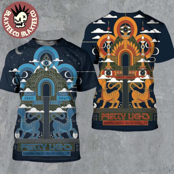 Pretty Lights Yahn Dawn 2025 Night 1 And 2 Combined Poster At Meadow Creek In Buena Vista Colorado On June 27 And 28 2025 Two Sided All Over Print Shirt