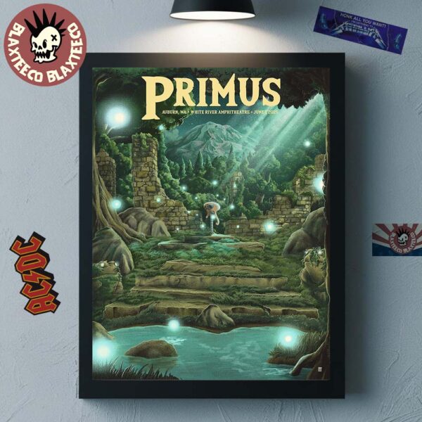 Primus Sessanta V2.0 Auburn Washington 2025 Concert Poster At White River Amphitheatre On June 7 2025 Wall Decor Poster Canvas
