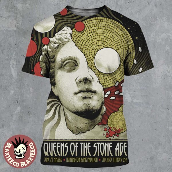 Queens Of The Stone Age Chicago Illinois 2025 Event Poster At Huntington Bank Pavilion On June 21 2025 All Over Print Shirt