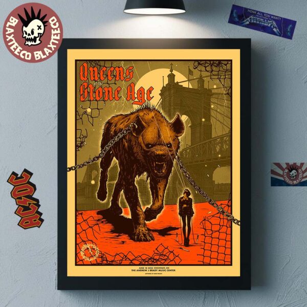 Queens Of The Stone Age Cincinnati Ohio 2025 Concert Poster At The Andrew J Brady Music Center On June 18 2025 Home Decor Poster Canvas