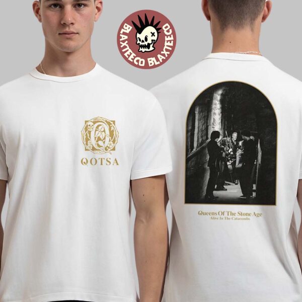 Queens Of The Stone Age Photo Alive In The Catacombs With Q Logo Two Sided Classic T-Shirt