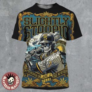 Slightly Stoopid Pittsburgh PA 2025 Event Poster At Stage AE Outdoors On June 12 2025 Pittsburgh Pirates Skeleton Baseball Batter Art All Over Print Shirt