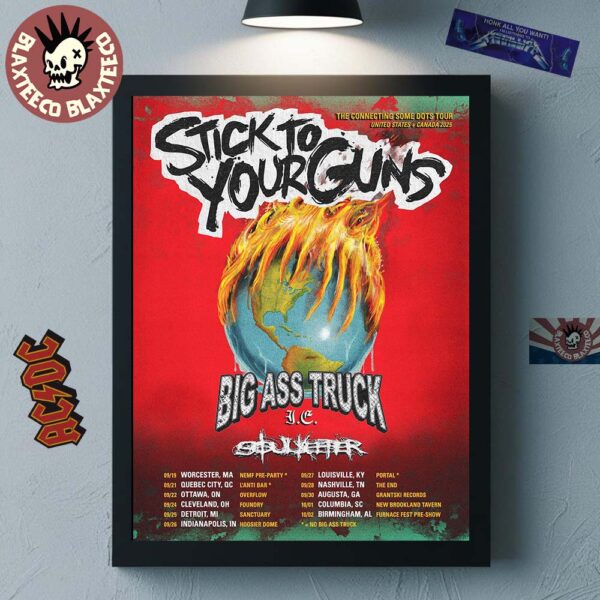 Stick To Your Guns The Connect Some Dots Tour 2025 North American Tour Cities Dates With Big Ass Truck And Soulkeeper Home Decor Poster Canvas
