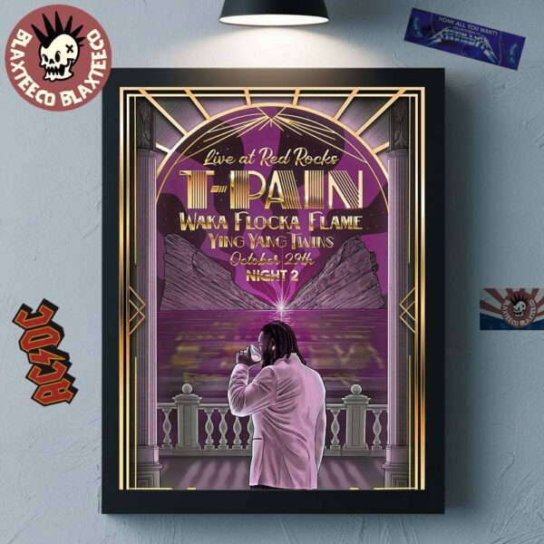 T Pain Live At Red Rocks With Waka Flocka Flame And Ying Yang Twins On October 29 2025 Night 2 Home Decor Poster Canvas