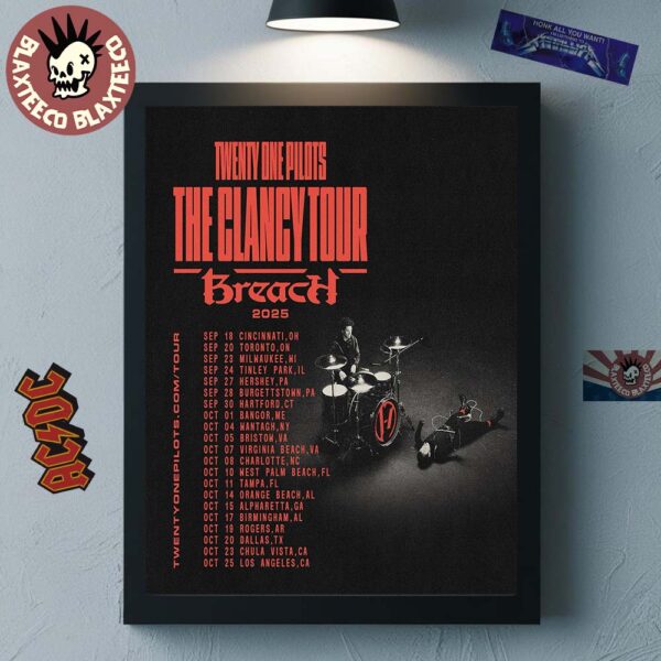 Twenty One Pilots The Clancy Tour Breach 2025 Tour Dates Home Decor Poster Canvas