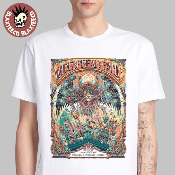 Widespread Panic Chicago Illinois 2025 Tour Merch Poster At Chicago Theatre On June 4 5 6 2025 By Juan Ma Orozco Classic T-Shirt