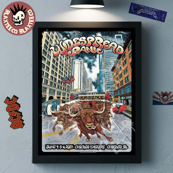 Widespread Panic Chicago Illinois 2025 Tour Merch Poster At Chicago Theatre On June 4 5 6 2025 By Nathaniel Deas Home Decor Poster Canvas