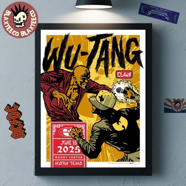 Wu Tang Clan Austin Texas 2025 Tour Gig Poster At Moody Center On June 15 2025 Home Decor Poster Canvas