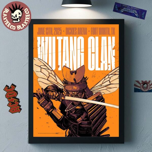 Wu Tang Clan Fort Worth Texas 2025 Event Poster At Dickies Arena On June 13 2025 Samurai Killer Bee Art Home Decor Poster Canvas