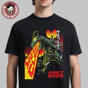 Wu Tang Clan Raleigh North Carolina 2025 Tour Concert Poster At Lenovo Center On June 7 2025 Killer Bee Godzilla Art Unisex T-Shirt