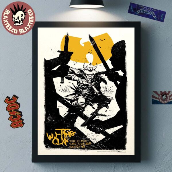Wu Tang Clan Seattle 2025 Gig Poster In Seattle Washington At Climate Pledge Arena On June 28 2025 Samurai Art Home Decor Poster Canvas