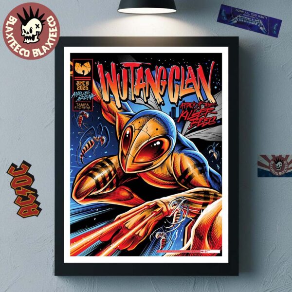 Wu Tang Clan Tampa Florida 2025 Tour Venue Poster At Amalie Arena On June 10 2025 Comic Book Art Attack Of The Killer Bees Home Decor Poster Canvas