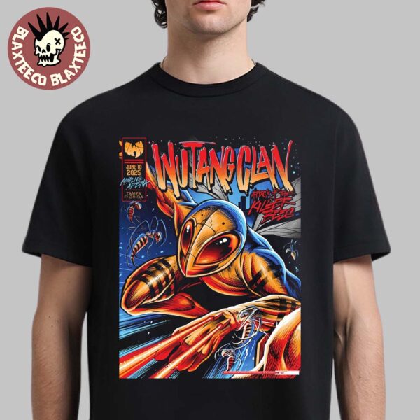 Wu Tang Clan Tampa Florida 2025 Tour Venue Poster At Amalie Arena On June 10 2025 Comic Book Art Attack Of The Killer Bees Unisex T-Shirt