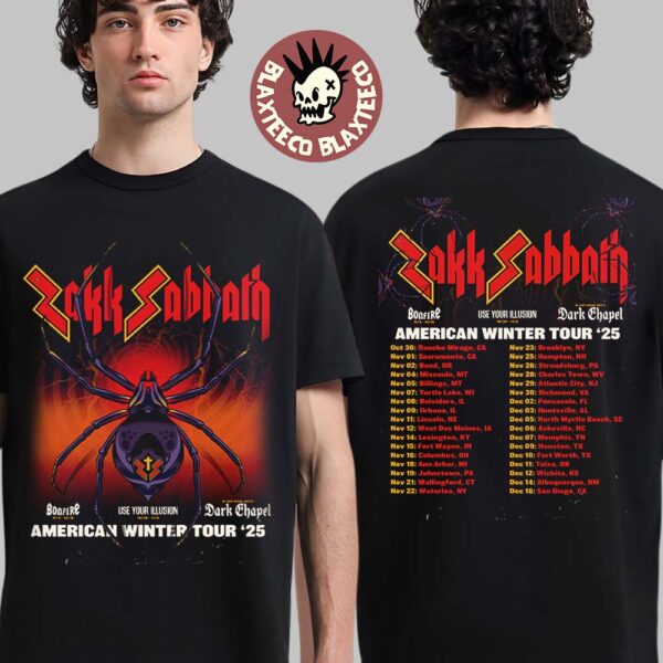 Zakk Sabbath American Winter Tour 2025 Schedule Tour Dates Spider Art Two Sided Unisex T-Shirt