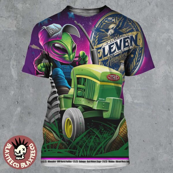 311 Band Homebrew Milwaukee And Dubuque 2025 Run Shows Poster At BMO Harris Pavilion On July 3 Back Waters Stage On July 5 And Vibrant Music Hall On July 9 2025 Farmer Alien Art All Over Print Shirt