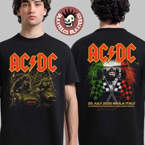ACDC PWR Up Tour 2025 Imola Italy Merch Tee At Autodromo Internazionale Enzo E Dino Ferrari On July 20 2025 Two Sided T-Shirt