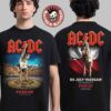 Iron Maiden Madrid Spain Run For Your Lives World Tour 2025 Exclusive Event Tee At Riyadh Air Metropolitano On July 5 2025 Eddie Vs Bear Two Sided T-Shirt