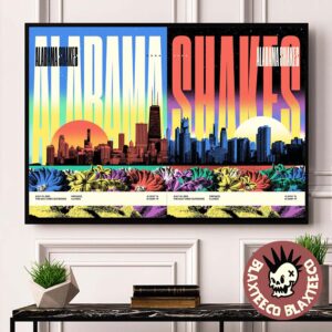 Alabama Shakes Chicago Illinois 2025 Shows Diptych Night 1 And 2 Combined Poster At The Salt Shed Outdoors On July 15 And 16 2025 Decor Poster Canvas