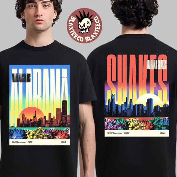 Alabama Shakes Chicago Illinois 2025 Shows Diptych Night 1 And 2 Combined Poster At The Salt Shed Outdoors On July 15 And 16 2025 Two Sided T-Shirt
