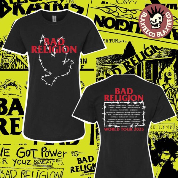 Bad Religion World Tour 2025 Merch Barbed Dove Two Sided T-Shirt