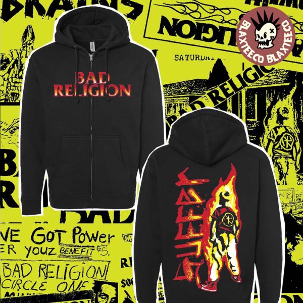 Bad Religion World Tour 2025 Merch Bootleg Suffer Two Sided Zip Hoodie