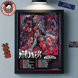 Baroness With Weedeater Red And Blue Tour Part 2 West Coast Cities Dates Home Decor Poster Canvas