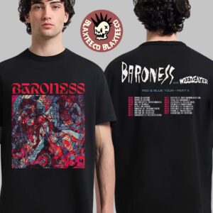 Baroness With Weedeater Red And Blue Tour Part 2 West Coast Cities Dates Two Sided T-Shirt