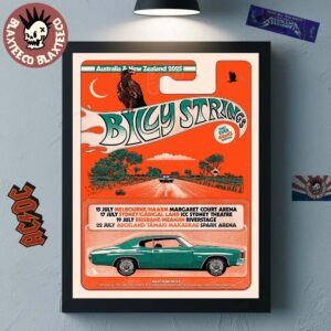 Billy Strings Australia And New Zealand 2025 Tour Poster Hot Wheels Style Art By Sebi White Home Decor Poster Canvas